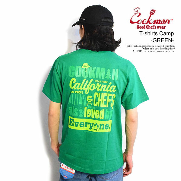 COOKMAN クックマン T-shirts Camp -GREEN- メンズ Tシャツ 半袖 アメリカ 西海岸 ストリート