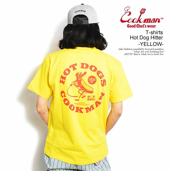 COOKMAN クックマン T-shirts Hot Dog Hitter -YELLOW- メンズ Tシャツ 半袖 アメリカ 西海岸 ベースボール ストリート