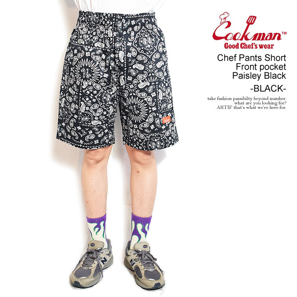 COOKMAN クックマン Chef Pants Short Front pocket Paisley Black -BLACK- メンズ...