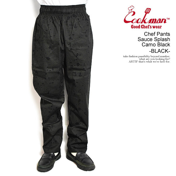 COOKMAN クックマン Chef Pants Sauce Splash Camo Black -BLACK- メンズ パンツ シェフパンツ イージーパンツ 送料無料 ストリート