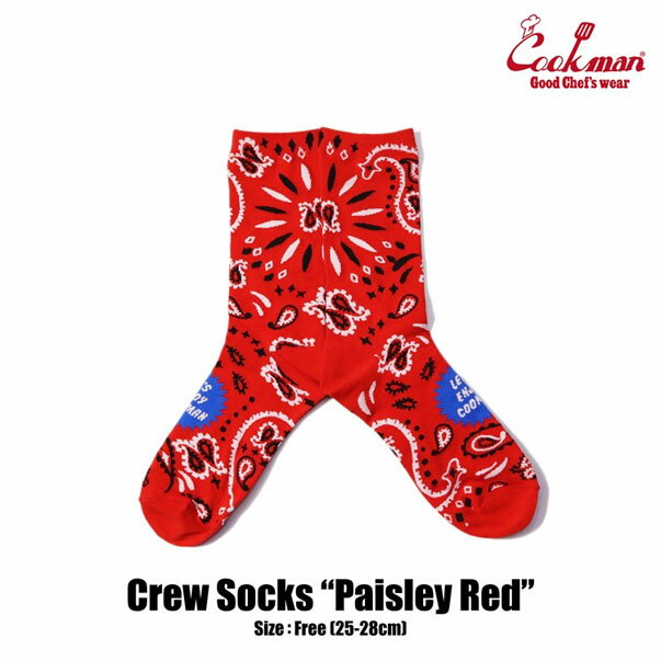 COOKMAN NbN} Crew Socks Paisley Red Y \bNX C nC\bNX Xg[g