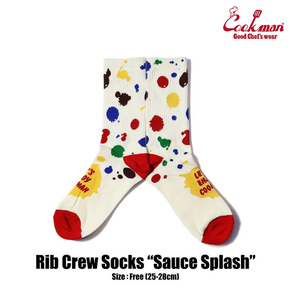 COOKMAN クックマン Rib Crew Socks Sauce Splash メンズ ソックス 靴下 ハイソックス ストリート