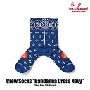 COOKMAN NbN} Crew Socks Bandanna Cross Navy Y \bNX C nC\bNX Xg[g