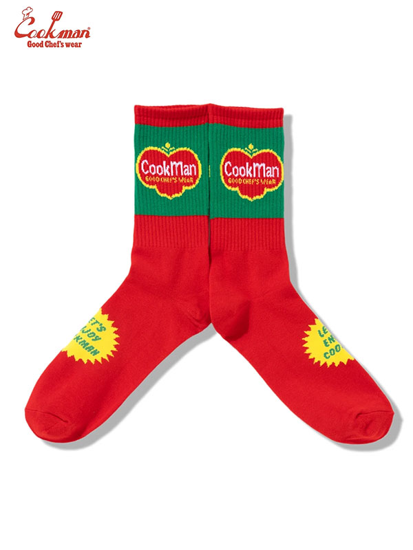 COOKMAN クックマン Rib Crew Socks Tomato -RED- メンズ ソックス クルーソックス...