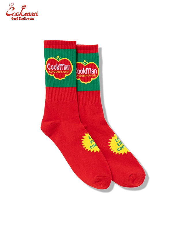 COOKMAN クックマン Rib Crew Socks Tomato -RED- メンズ ソックス クルーソックス...