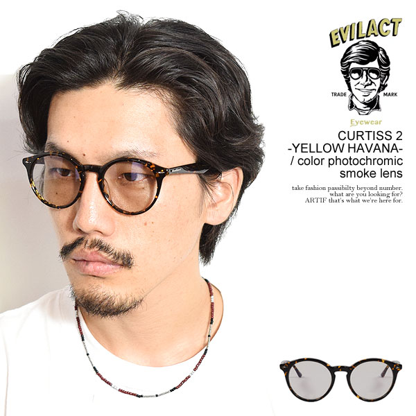 EVILACT EYEWEAR イーブルアクト アイウェア CURTISS 2 -YELLOW HAVANA- / color photochromic smoke lens メンズ サングラス バイカーシェード 調光レンズ 送料無料 ストリート