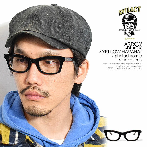 EVILACT EYEWEAR イーブルアクト アイウェア ARROW -BLACK×YELLOW HAVANA- / photochromic smoke lens メンズ サングラス バイカーシェード 調光レンズ 送料無料 ストリート