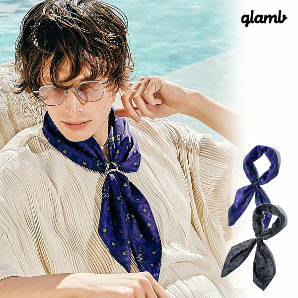 2024 夏 先行予約 5月下旬～6月上旬入荷予定 glamb グラム Glitter Monogram Scarf グリッターモノグラムスカーフ スカーフ 送料無料 キャンセル不可