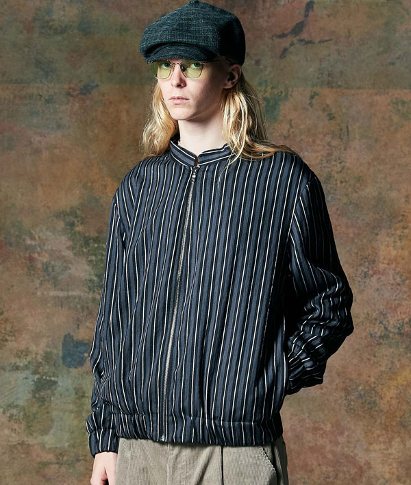 30％OFF SALE セール glamb グラム Stripe Blouson Shirt ストライプブルゾンシャツ シャツ 送料無料