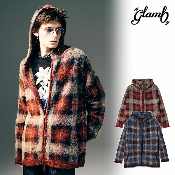 2025 冬 先行予約 12月下旬～1月上旬入荷予定 glamb グラム Check Knit Hoodie チェックニットフーディー パーカー 送料無料 キャンセル不可のサムネイル