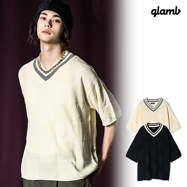 2024 春 先行予約 2月上旬〜中旬入荷予定 glamb グラム Block Check Tilden Knit ブロックチェックチルデンニット ニット 送料無料 キャンセル不可