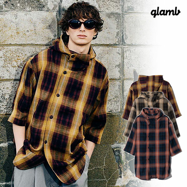 glamb グラム Hooded Collar Check Shirts フーデッドカラーチェックシャツ 送料無料