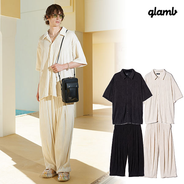 2024 夏 先行予約 5月下旬～6月上旬入荷予定 glamb グラム Willow Crepe Shirt Set Up ウィロークレープシャツセットアップ 送料無料 キャンセル不可