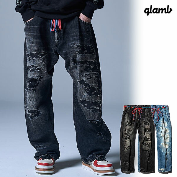 glamb グラム Heavy Damage Wide Denim グランジワイドデニム パンツ 送料無料