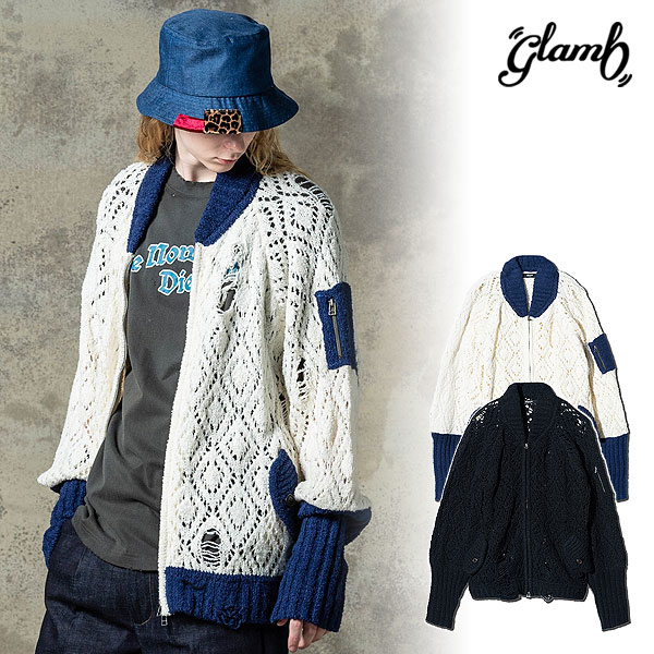 glamb グラム Openwork Knit MA-1 オープンワークニットMA-1 ジャケット 送料無料