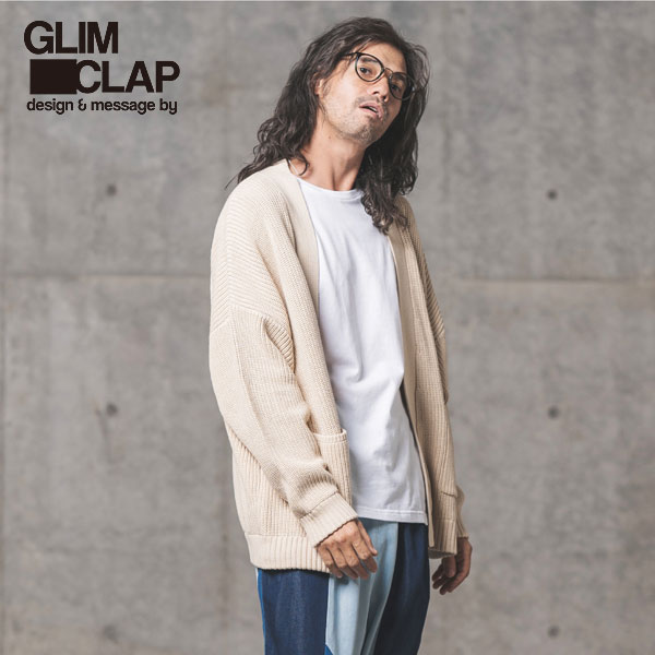 カーディガン メンズ（10000円程度） 50%OFF SALE セール GLIMCLAP グリムクラップ collar-less design cotton sweater cardigan メンズ カーディガン 送料無料