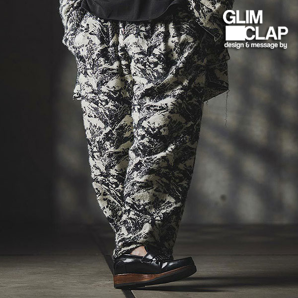 2025 秋冬 1st 先行予約 9月中旬〜下旬入荷予定 GLIMCLAP グリムクラップ Triple-pleated trousers-Brushed texture & Full patterned textile- メンズ パンツ 送料無料 キャンセル不可