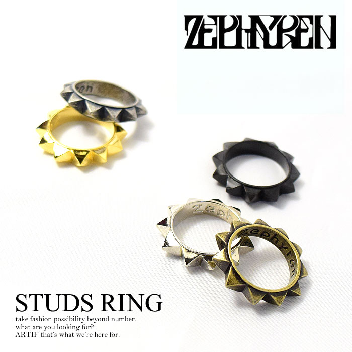 ZEPHYREN(ゼファレン) STUDS METAL RING【メンズ 指輪 リング アクセサリー】ストリート
