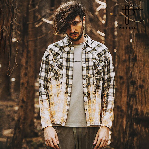 60%OFF SALE セール NO ID. ノーアイディー ブリーチチェックウエスタンSH メンズ シャツ 送料無料