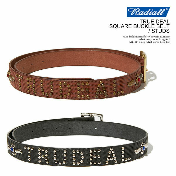 スタッズベルト ベルト（メンズ） RADIALL ラディアル TRUE DEAL - SQUARE BUCKLE BELT / STUDS radiall メンズ ベルト レザーベルト スタッズベルト 送料無料 ストリート