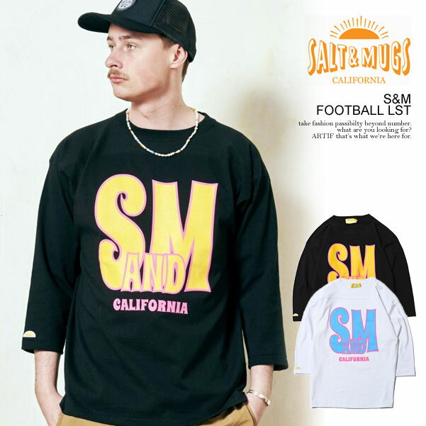 30％OFF SALE セール SALT&MUGS ソルトアンドマグス S&M FOOTBALL LST メンズ Tシャツ 7分袖 フットボールTシャツ 送料無料 ストリート