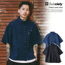 SUBCIETY サブサエティ Patch work shirt subciety メンズ シャツ 半袖シャツ パッチワークシャツ 送料無料 ストリート