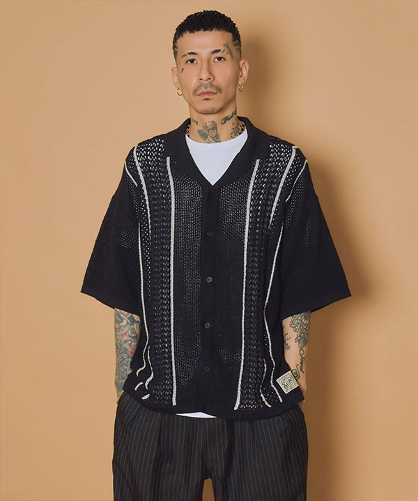 ARTIFのSUBCIETY サブサエティ Crochet shirt メンズ シャツ 半袖 オープンカラーシャツ ニットシャツシャツ 送料無料 ストリート｜アングル2