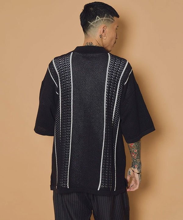ARTIFのSUBCIETY サブサエティ Crochet shirt メンズ シャツ 半袖 オープンカラーシャツ ニットシャツシャツ 送料無料 ストリート｜アングル3