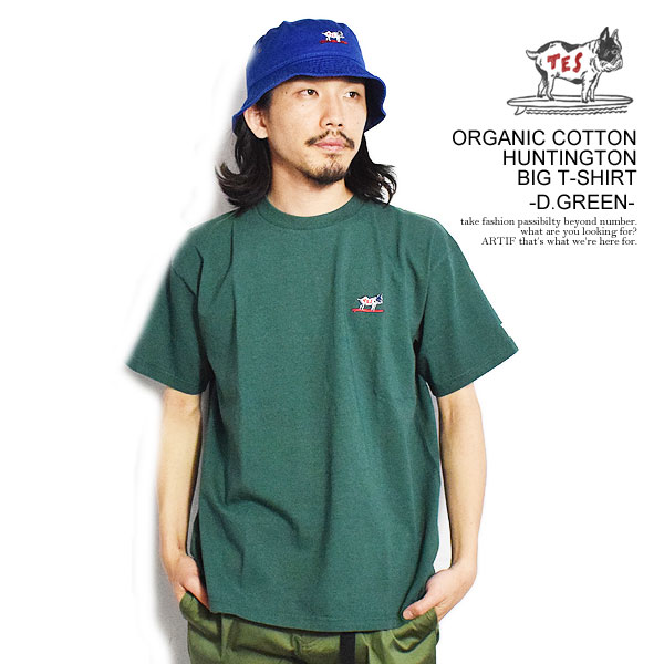 The Endless Summer エンドレスサマー TES ORGANIC COTTON HUNTINGTON BIG T-SHIRT -D.GREEN- メンズ Tシャツ 半袖 TES USコットン 送料無料 ストリート