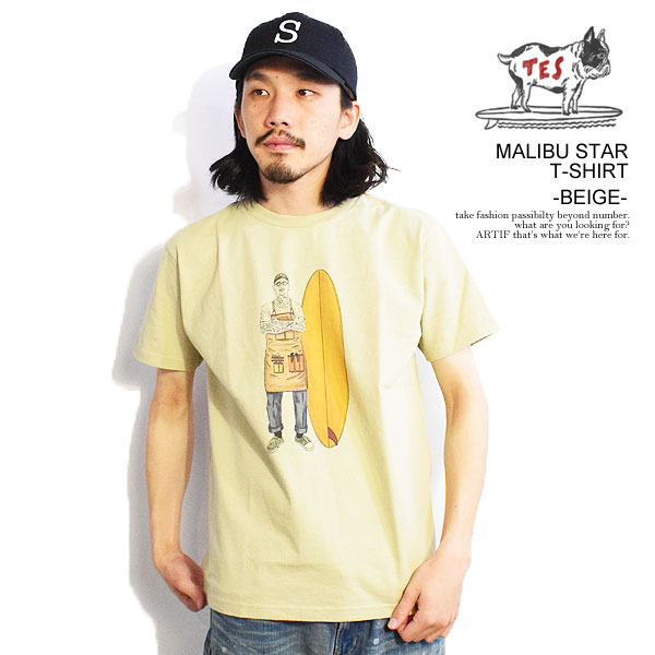 The Endless Summer エンドレスサマー TES MALIBU STAR T-SHIRT -BEIGE- メンズ Tシャツ 半袖 TES USコットン 送料無料 ストリート