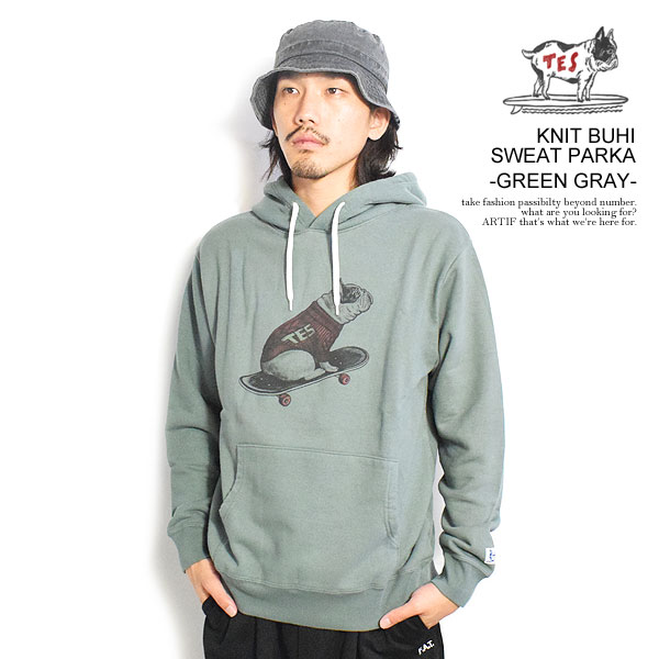 The Endless Summer エンドレスサマー TES KNIT BUHI SWEAT PARKA -GREEN GRAY- メンズ パーカー プルオーバー 送料無料 ストリート