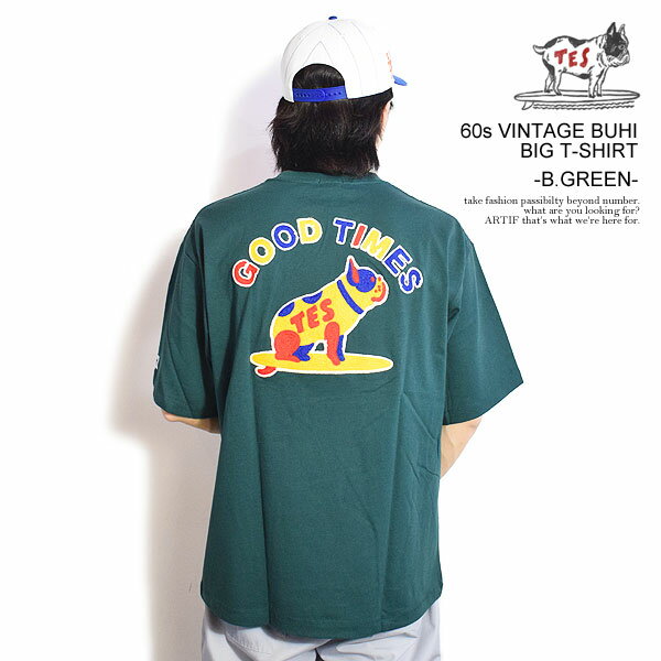 The Endless Summer エンドレスサマー TES 60s VINTAGE BUHI BIG T-SHIRT -B.GREEN- メンズ Tシャツ 半袖 TES ビッグTシャツ 送料無料 ストリート