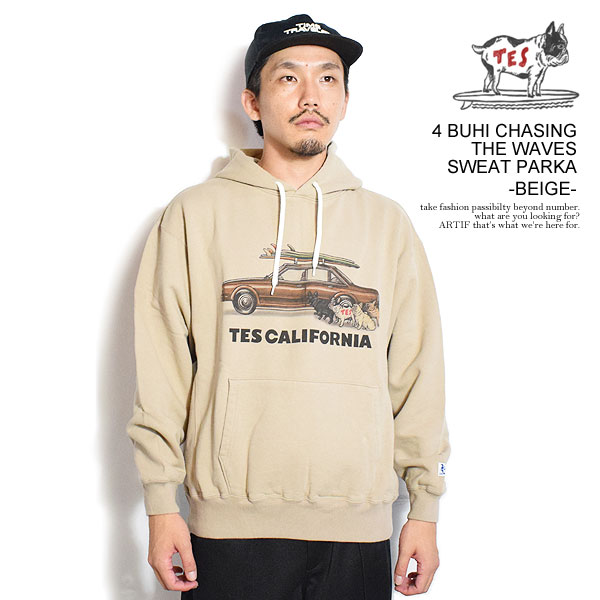 The Endless Summer エンドレスサマー TES 4 BUHI CHASING THE WAVES SWEAT PARKA -BEIGE- メンズ パーカー プルオーバー TES 送料無料 ストリートのサムネイル