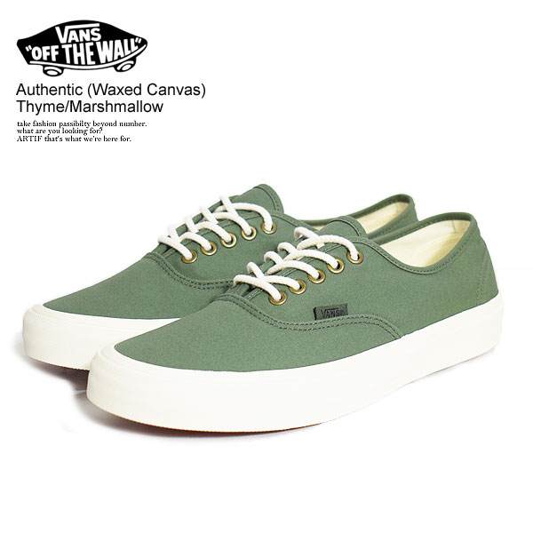 30％OFF SALE セール VANS バンズ Authentic (Waxed Canvas) Thyme/Marshmallow メンズ スニーカー オーセンティック 送料無料 ヴァンズ 正規品 正規取扱店