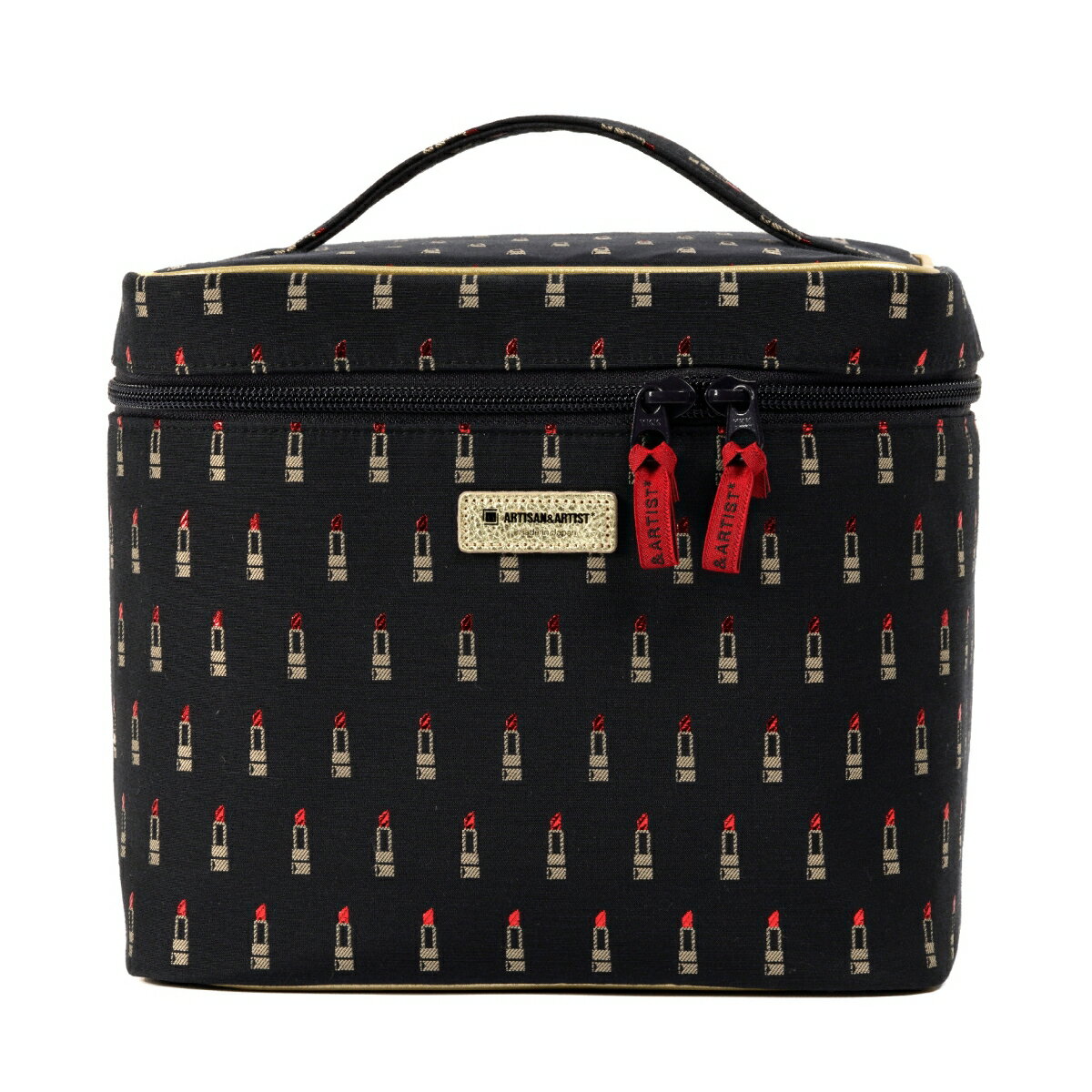 化粧ポーチ 大容量 ミドルサイズ・バニティケース ヴァリアント・ルージュ 2WP-LI23 黒 artisan&artist