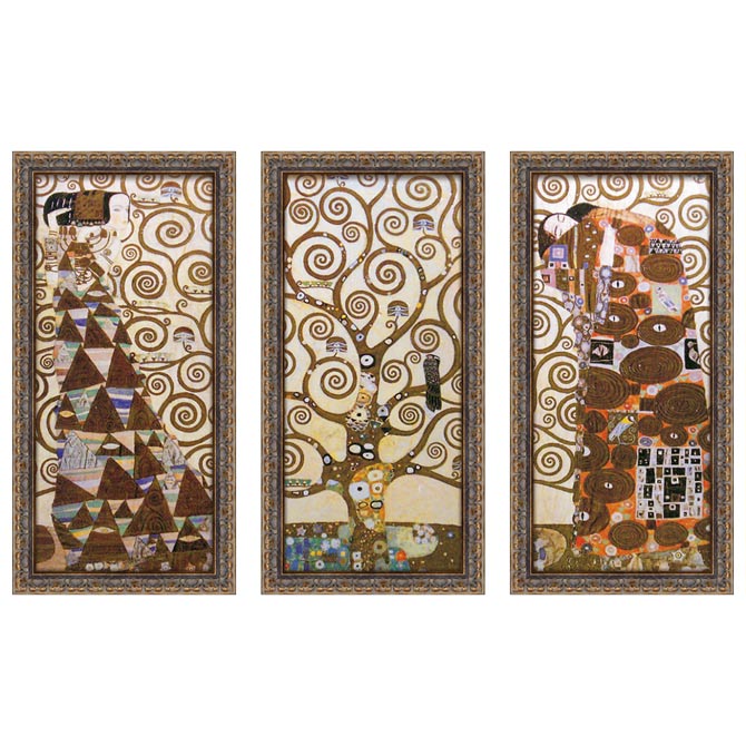 12/4(木)20時から【2,640円OFF】 クリムト「ラルベロ デラ ヴィータ(3枚セット)」 インテリア雑貨 アンティーク風 アート額 アートフレーム 壁...