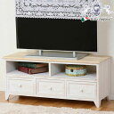 【992円クーポン★GWセール】 シャビーウッドファニチャー TV台 94 (アンティークホワイト)(2101654700) 【 アンティーク調 輸入家具 収納...