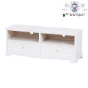【1,032円クーポン★GWセール】 TV台 ホワイト(幅110cm)(2101362300)アンティーク調 輸入家具 リビング 収納 TVボード テレビボード...