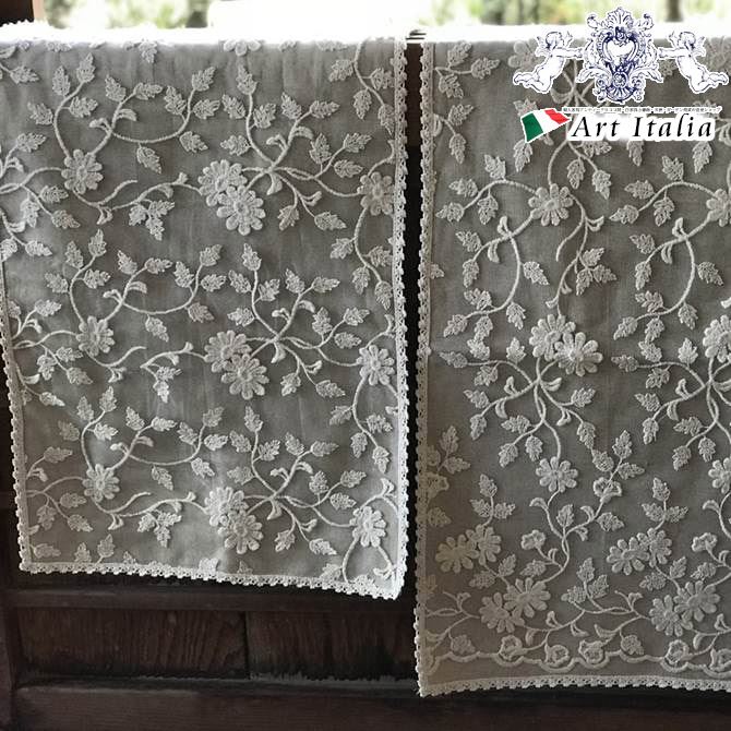 テーブルセンター35×80 コットンフラワーインテリアシリーズ～cotton flower コットン 刺繍 インテリア おしゃれ エレガント 【 メーカー直送 】 1