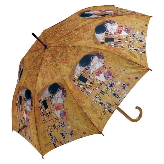 【5%クーポン配布中】 傘 かさ 傘 レディース 雨傘 ジャンプ 名画傘 持ち手 ワンタッチ おしゃれ アンティーク 北欧 かわいい ヨーロピアン エレガント 名画木製ジャンプ傘(クリムト「ザ・キス」)
