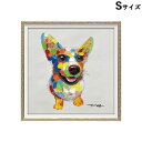 5/6までP5+【4%クーポン★GWセール】 絵画 額アンティーク ハンドペイント かわいい おしゃれ 犬 オイル ペイント アート(Sサイズ)「カラフル コー...