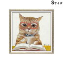5/6までP5+【4%クーポン★GWセール】 絵画 額アンティーク ハンドペイント かわいい おしゃれ 猫 オイル ペイント アート(Sサイズ)「カフェ キャッ...