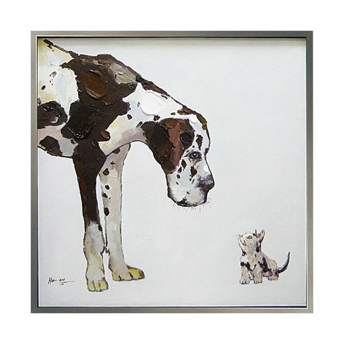 12/4(木)20時から【2,970円OFF】 絵画 ハンドペイント アートパネル キャンバス アンティーク 犬 オイル ペイント アート 幅83cm ロココ調...