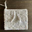 【13%クーポン★GWセール】 レース ポーチ レース布 レース生地 10×12cm チュールレース レース刺繍 リボンモチーフ joli ruban ジョリル...