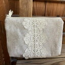 【13%クーポン★GWセール】 レース ポーチ レース布 レース生地 13×20×4cm レース刺繍 北欧 柔らかい 素朴 amical アミカル A3 ポーチ...