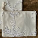 【13%クーポン★GWセール】 レース ポーチ ホワイトポーチ レース布 レース生地 12×18cm レース刺繍 薔薇刺繍 A1 フラットポーチ 花刺繍 ヨーロ...