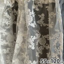 5/6までP5+【13%クーポン★GWセール】 レース カーテン カフェカーテン 55×120cm 花刺繍 チュールレース ホワイト レース刺繍 U1 カフェカ...