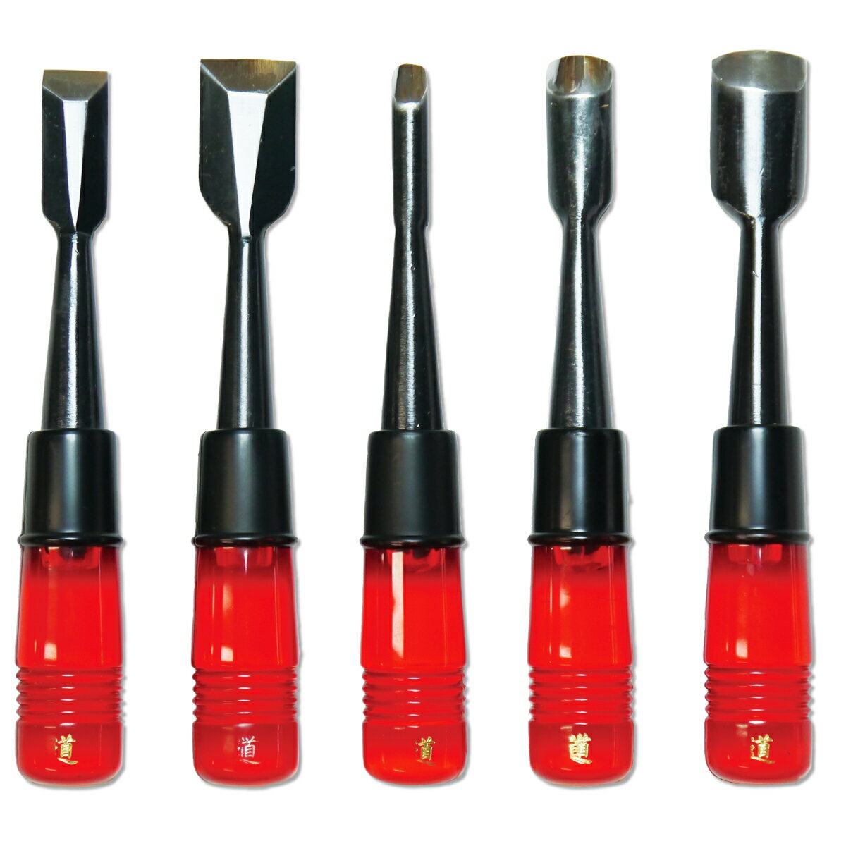 耐衝撃プラ柄 木彫りのみ 5本組 道刃物工業