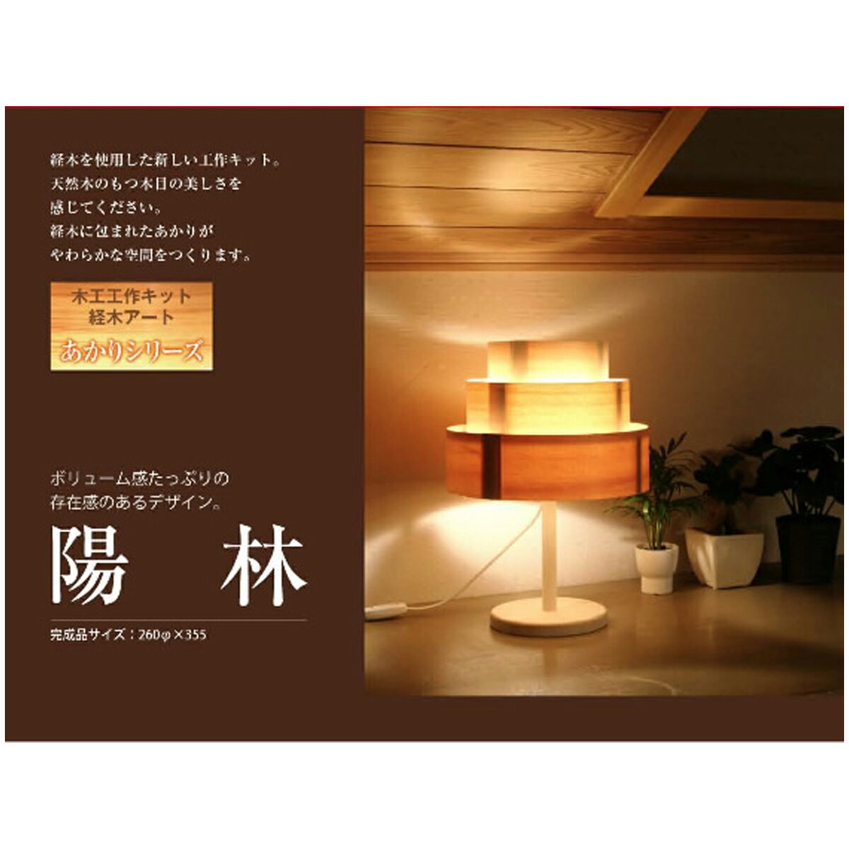 木工 ランプシェード 工作キット あかりシリーズ 陽林 加賀谷木材 【 夏工作 夏休み工作 木の工作 木で作る 木製 大人の工作 ライト ランプ 照明 】 2