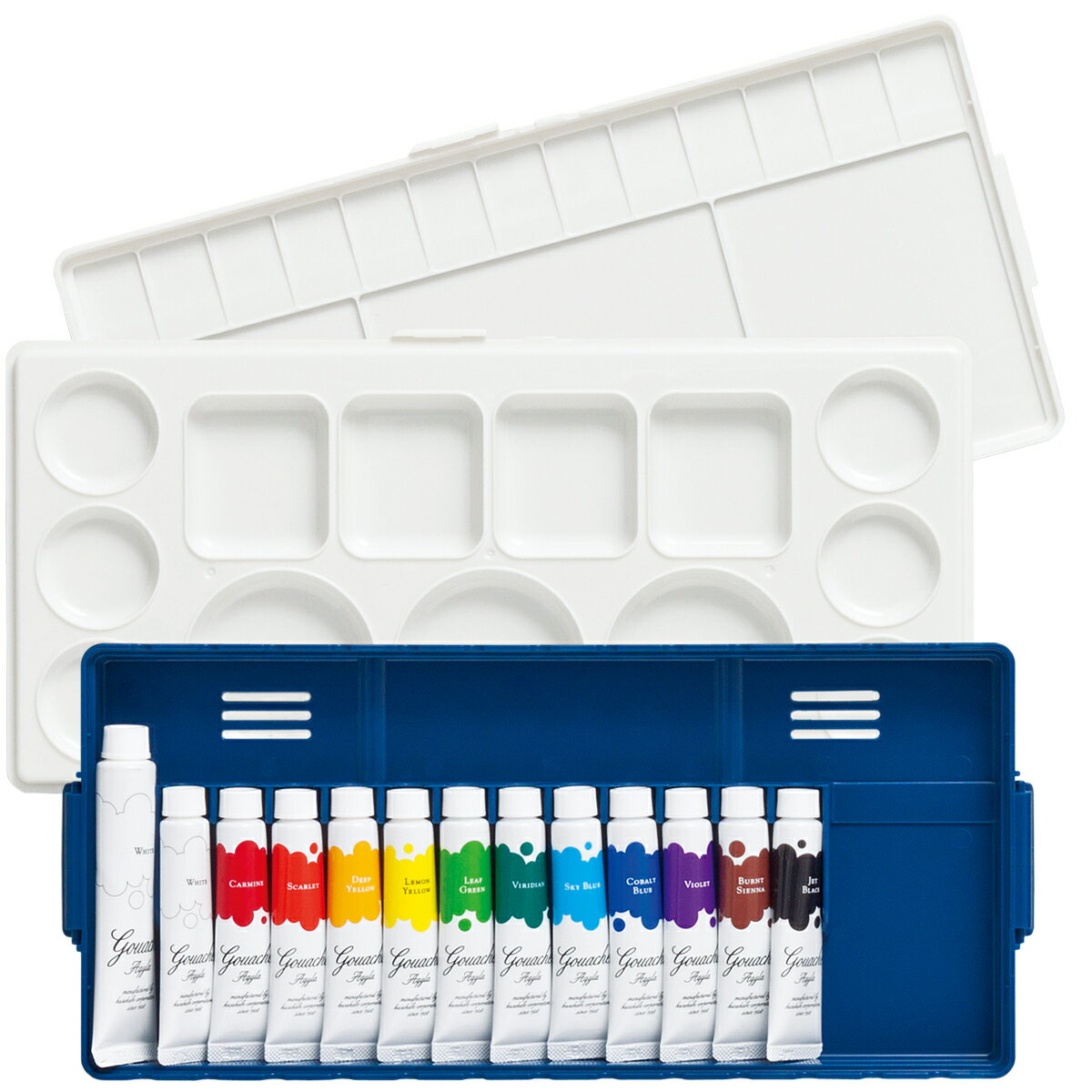 <当店オリジナル> クサカベ アキーラガッシュ EXCELセット C 12色13本 筆3本 定規 溝引棒付 【 絵の具 水性 耐水性 えのぐ 】